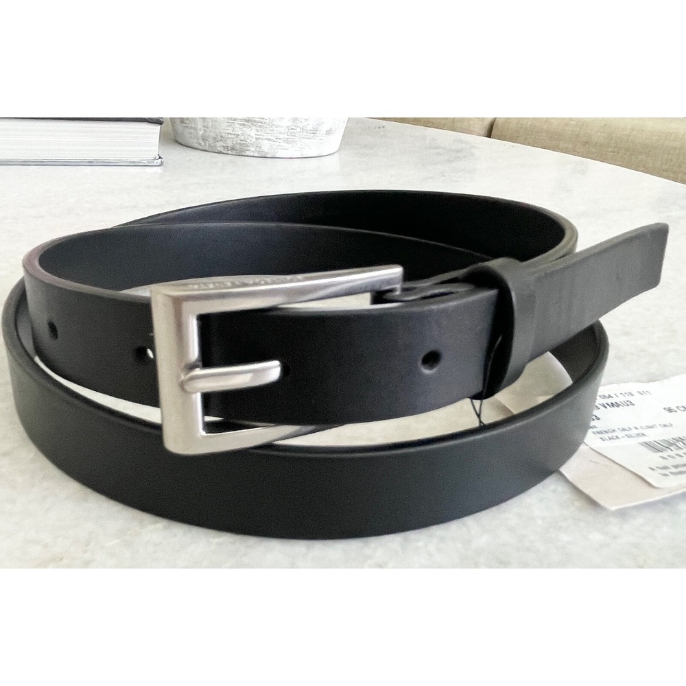 Bottega Veneta 649369 Women's Esse French Calf Leather Black Belt, 95cm